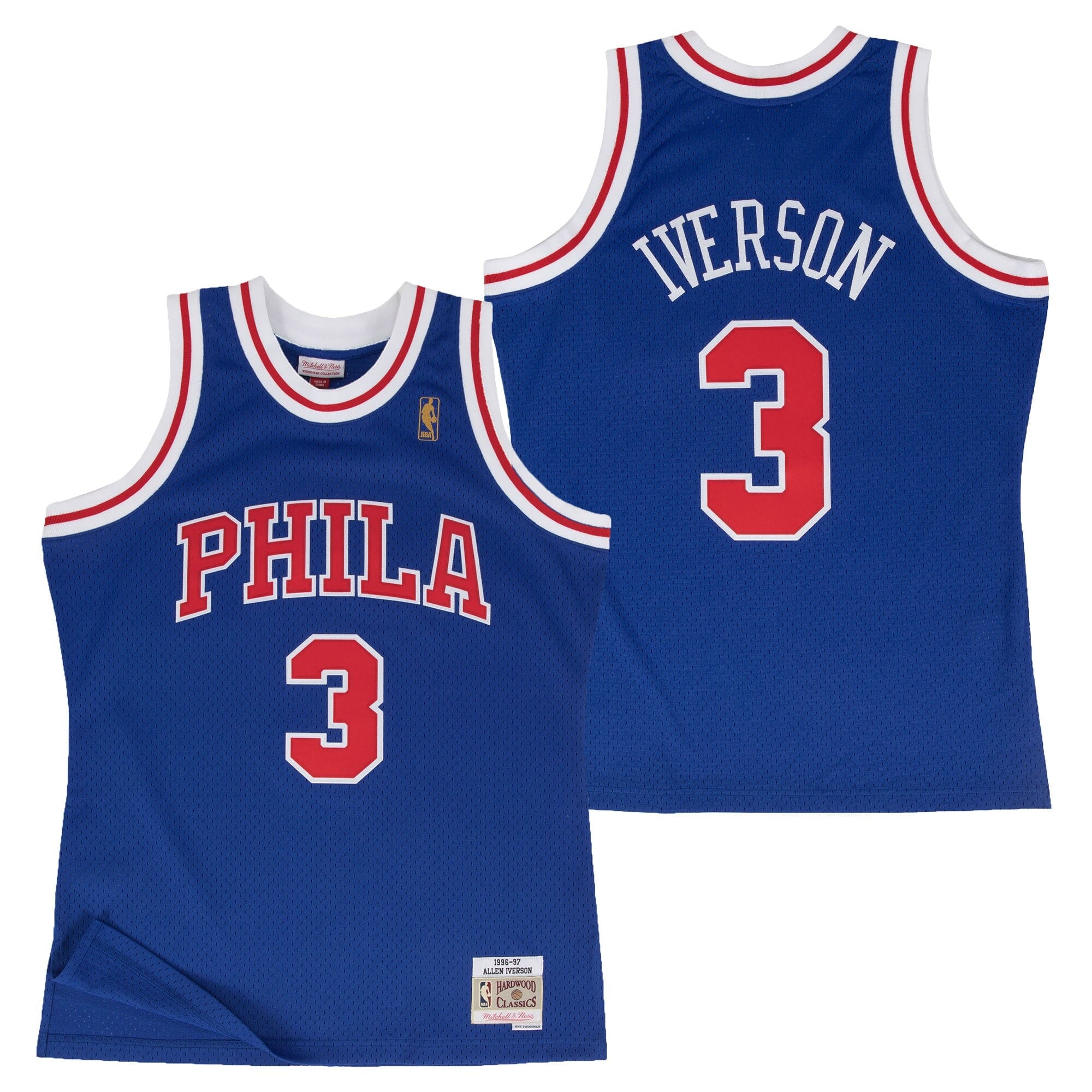 Allen Iverson Philadelphia 76ers 1997 Hardwood Classics Swingman Alternate Jersey - Blue - Mens