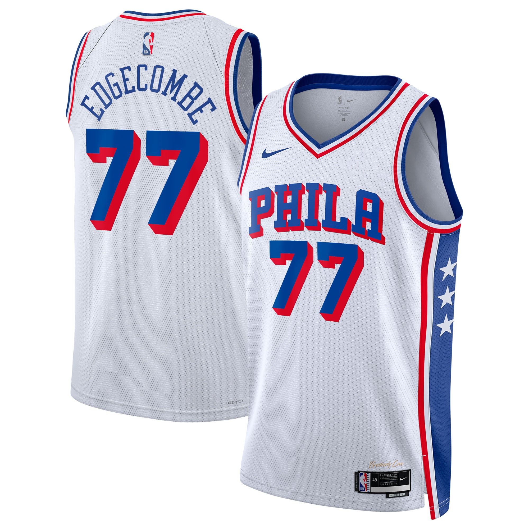 VJ Edgecombe Philadelphia 76ers Association Edition Swingman Jersey - White - Unisex