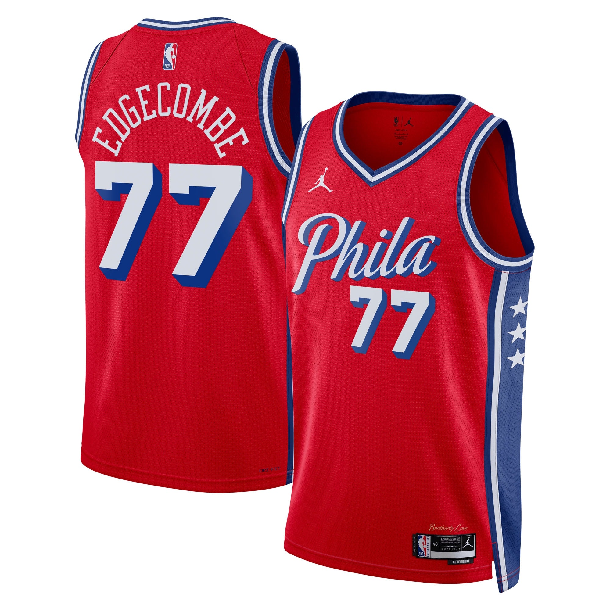 VJ Edgecombe Philadelphia 76ers Statement Edition Swingman Jersey - Red - Unisex