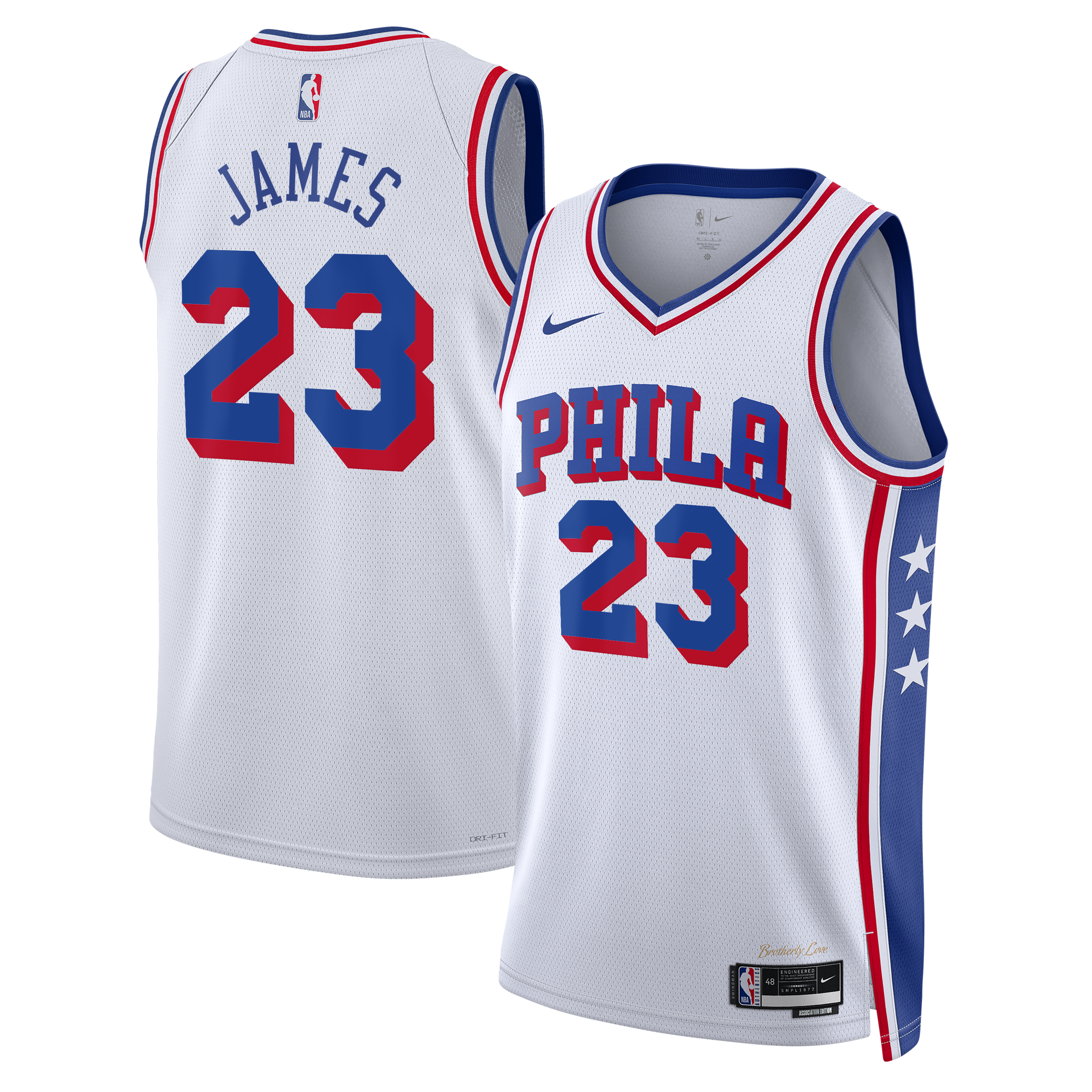 LeBron James Philadelphia 76ers Association Edition Swingman Jersey - White - Unisex