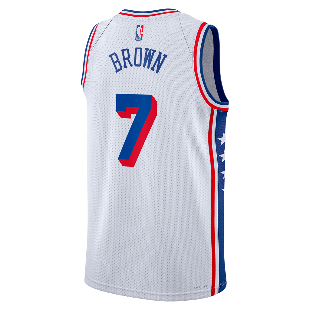Jaylen Brown Philadelphia 76ers Association Edition Swingman Jersey - White - Unisex