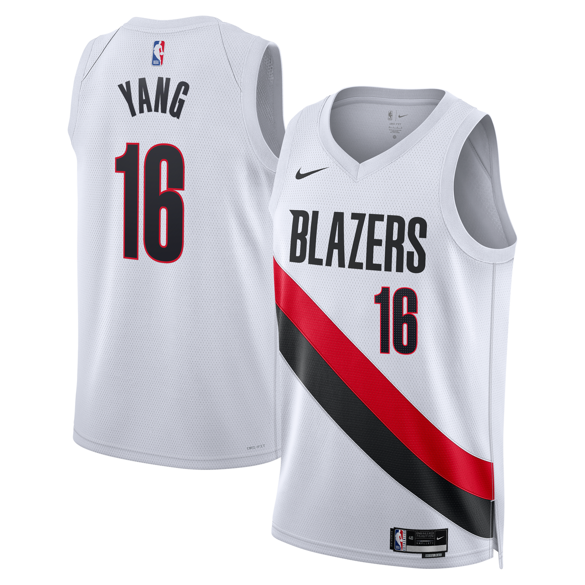 Yang Hansen Portland Trail Blazers Association Edition Replica Swingman Jersey - White - Unisex