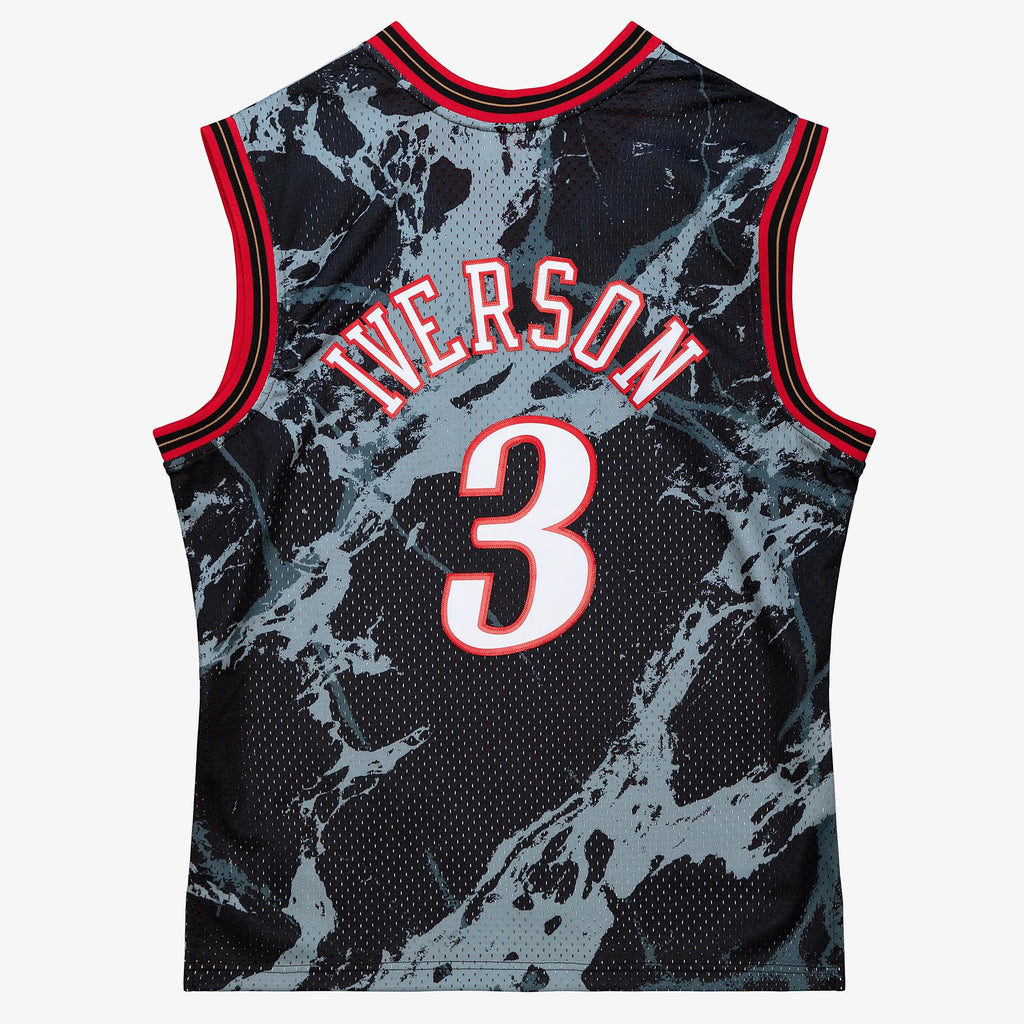 Allen Iverson Philadelphia 76ers 2000 Team Marble Swingman Jersey - Black