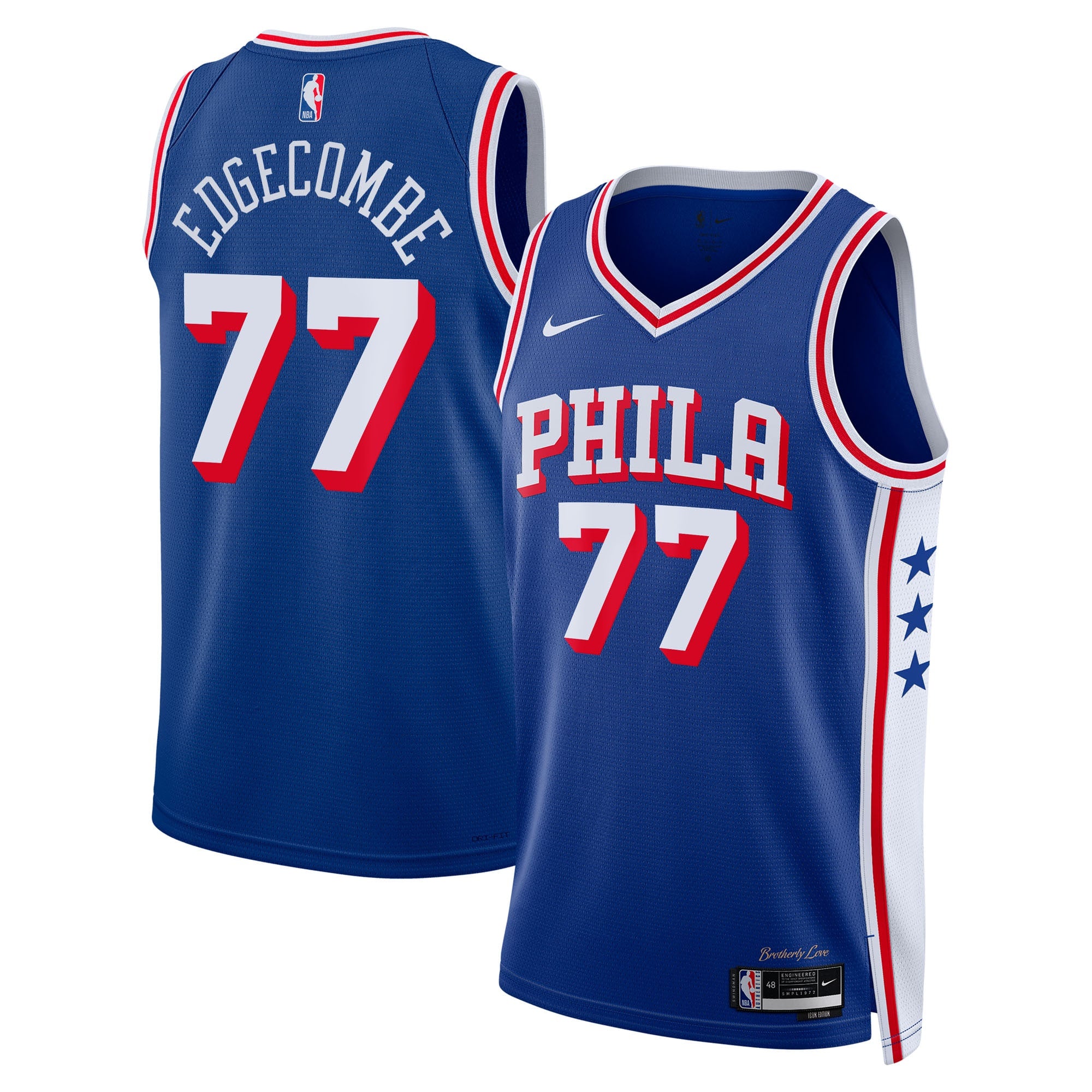 VJ Edgecombe Philadelphia 76ers Icon Edition Swingman Jersey - Royal - Unisex
