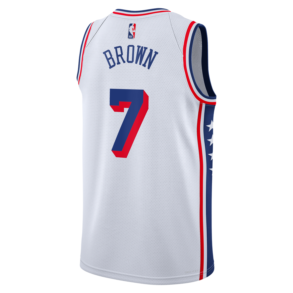 Jaylen Brown Philadelphia 76ers Association Edition Swingman Jersey - White - Youth