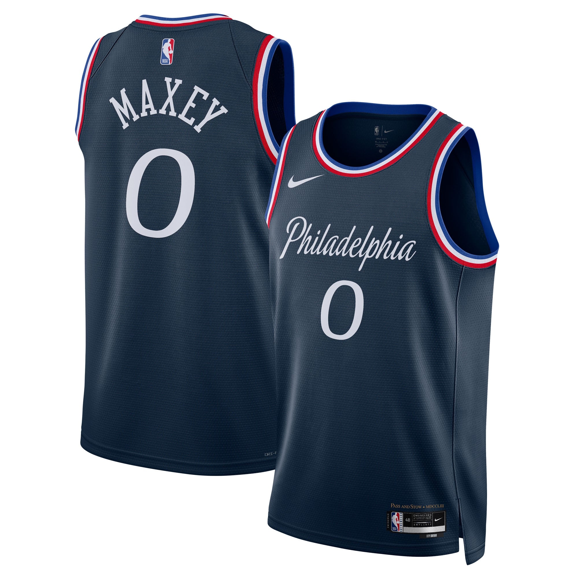 Tyrese Maxey Philadelphia 76ers 2025/26 City Edition Swingman Jersey - Navy - Unisex