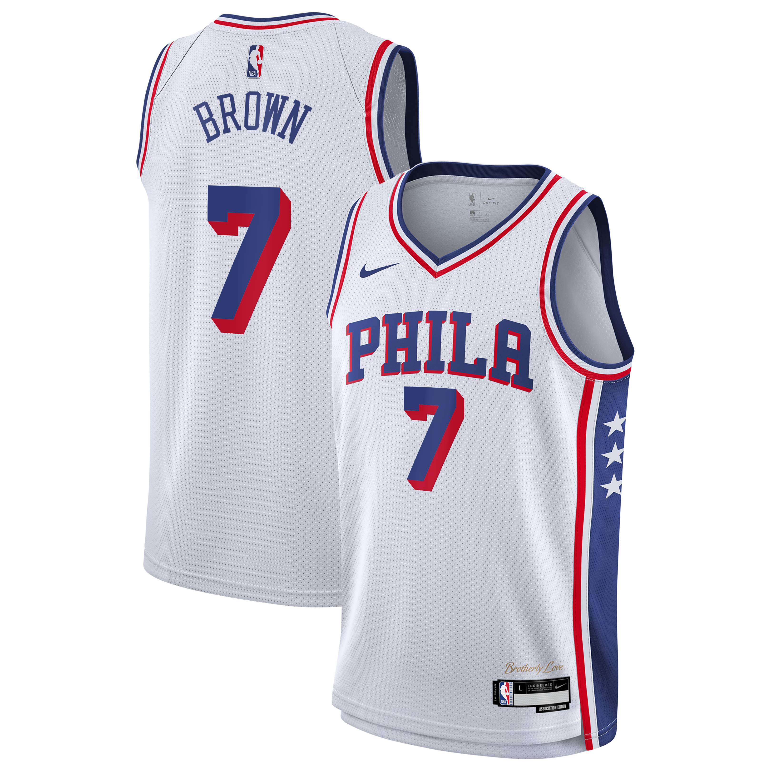 Jaylen Brown Philadelphia 76ers Association Edition Swingman Jersey - White - Youth