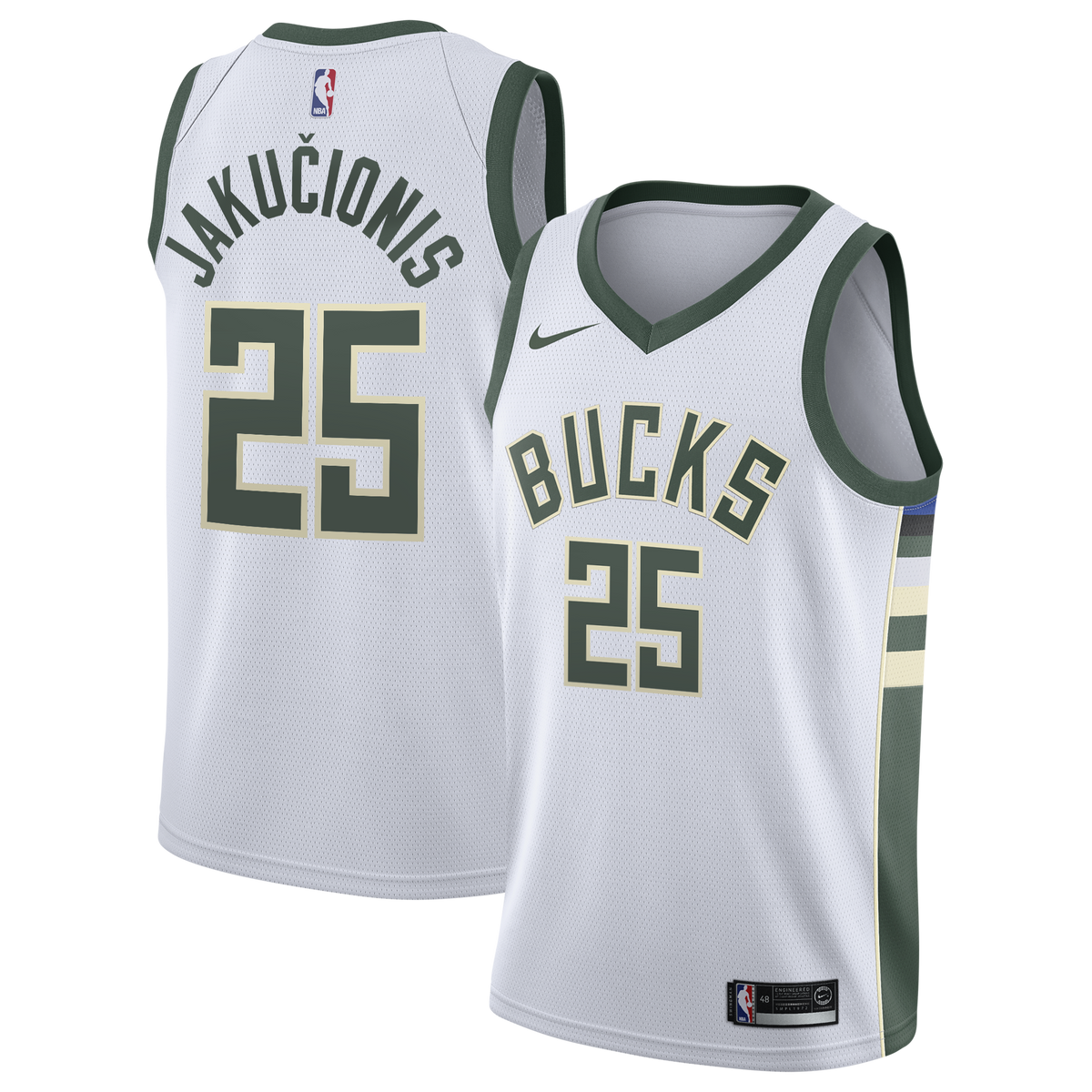 Kasparas Jakučionis Milwaukee Bucks Association Edition Swingman Jersey - White - Youth
