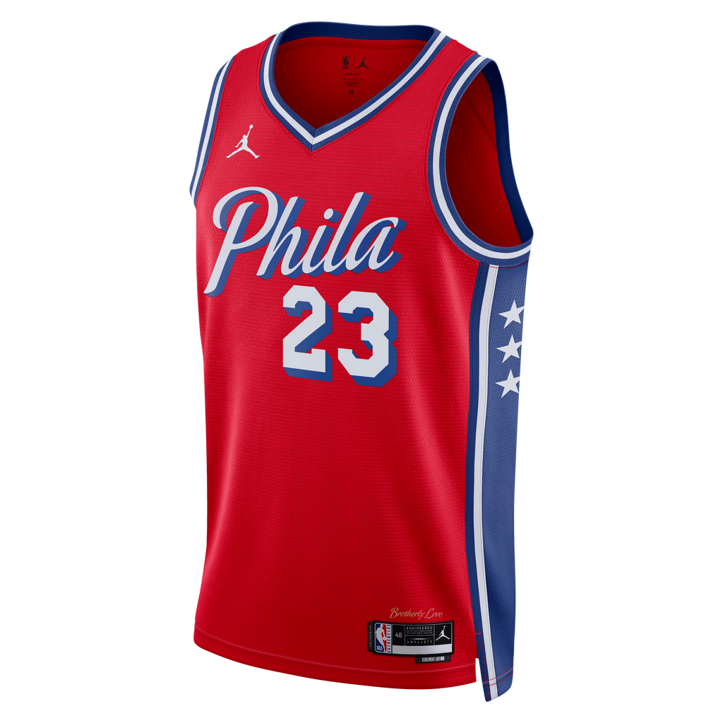 LeBron James Philadelphia 76ers Statement Edition Swingman Jersey - Red - Unisex