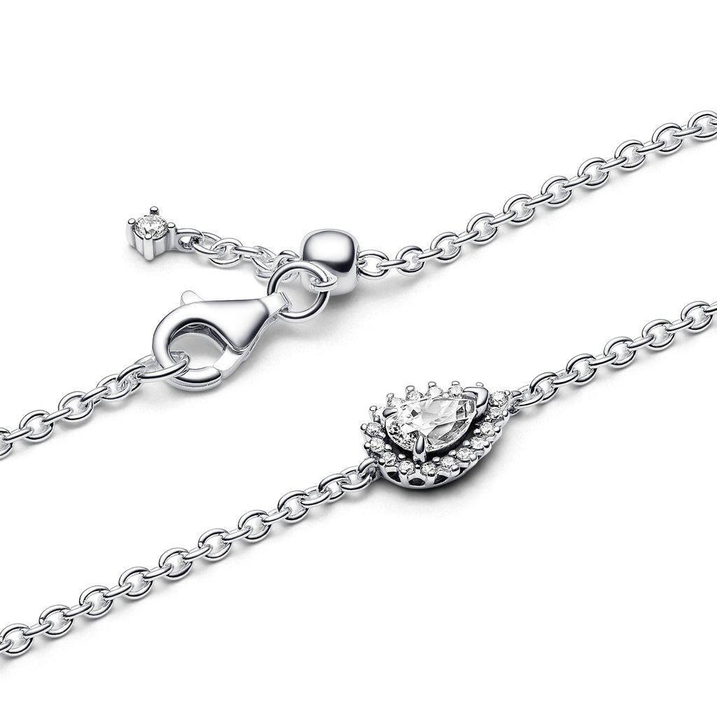 Sparkling Pear Halo Chain Bracelet