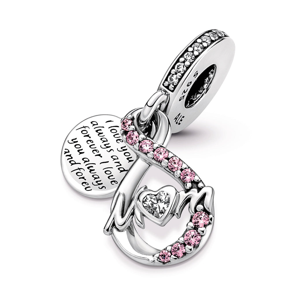 Mum Infinity Pavé Double Dangle Charm