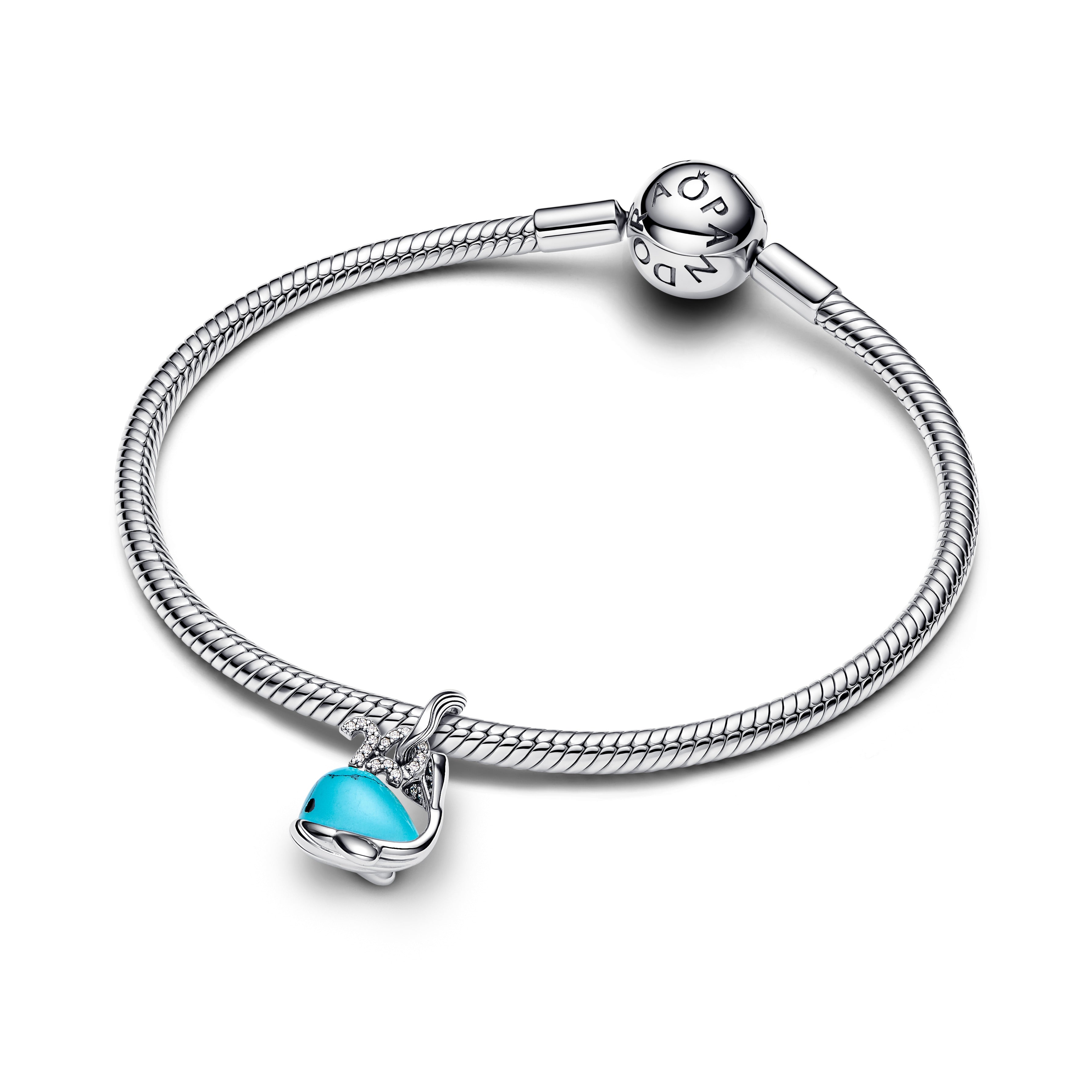 Turquoise-colored Whale Dangle Charm