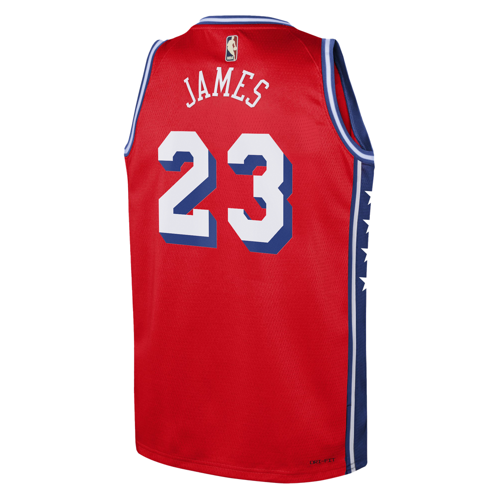 LeBron James Philadelphia 76ers Statement Edition Swingman Jersey - Red - Youth
