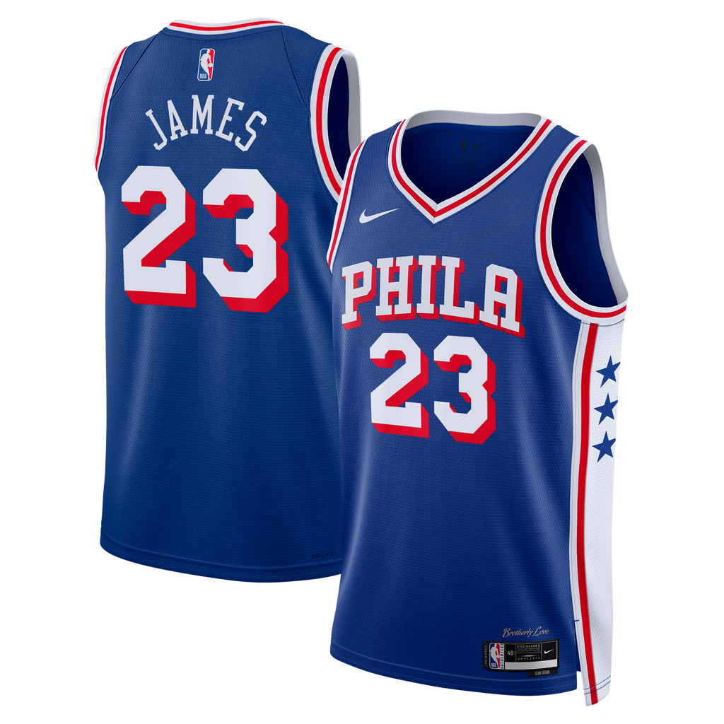 LeBron James Philadelphia 76ers Icon Edition Swingman Jersey - Royal - Youth