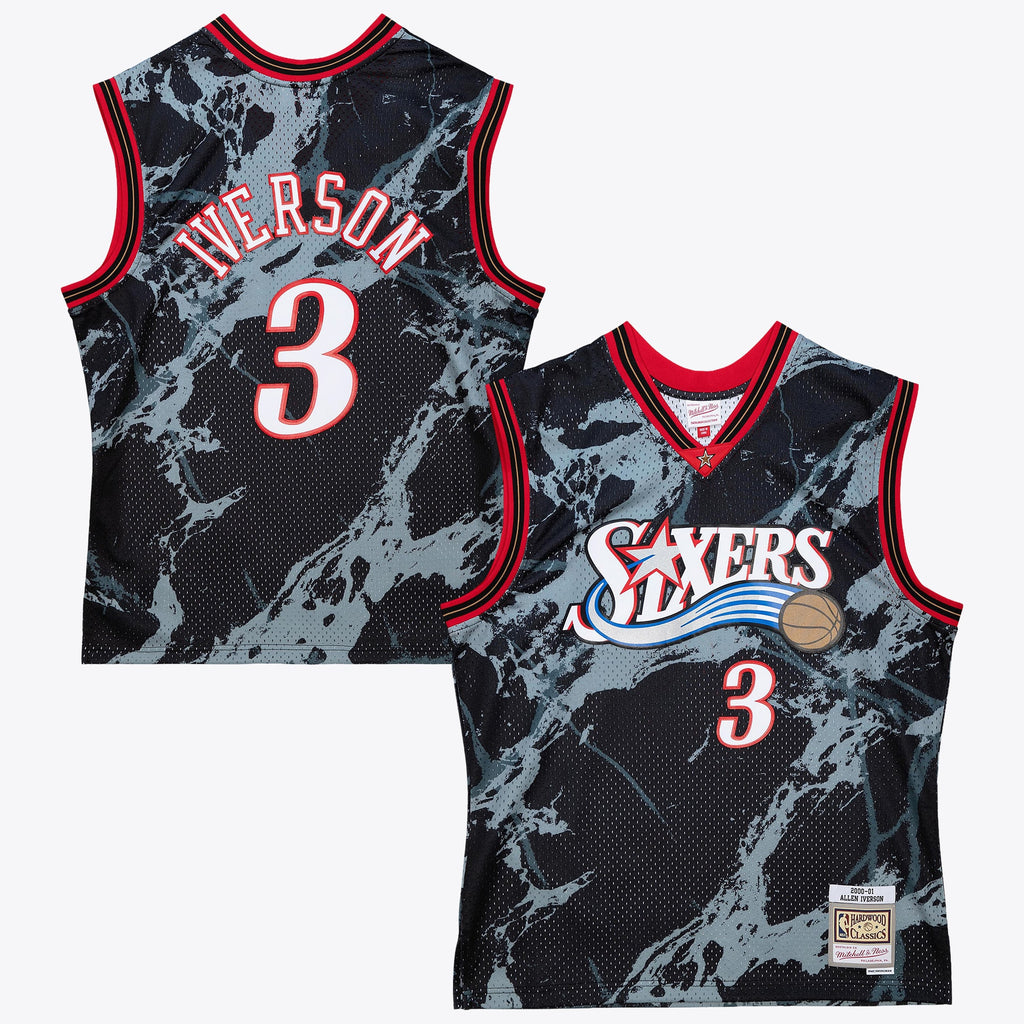 Allen Iverson Philadelphia 76ers 2000 Team Marble Swingman Jersey - Black