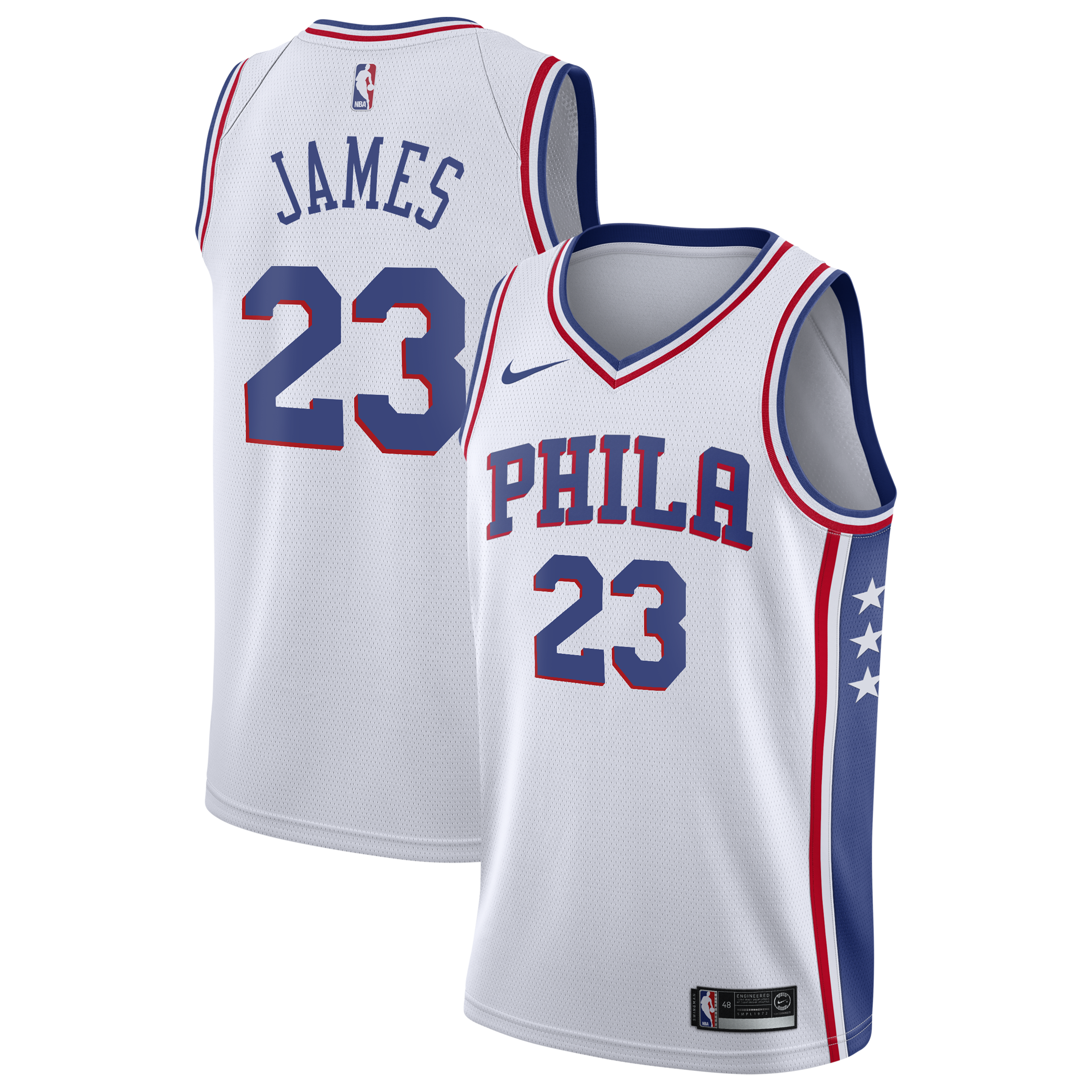 LeBron James Philadelphia 76ers Association Edition Swingman Jersey - White - Youth