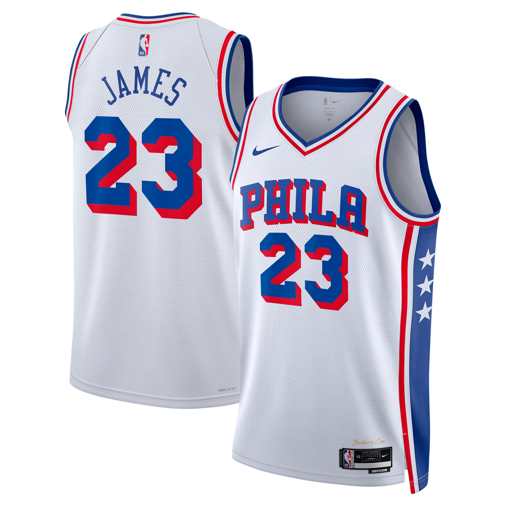 LeBron James Philadelphia 76ers Association Edition Swingman Jersey - White - Unisex
