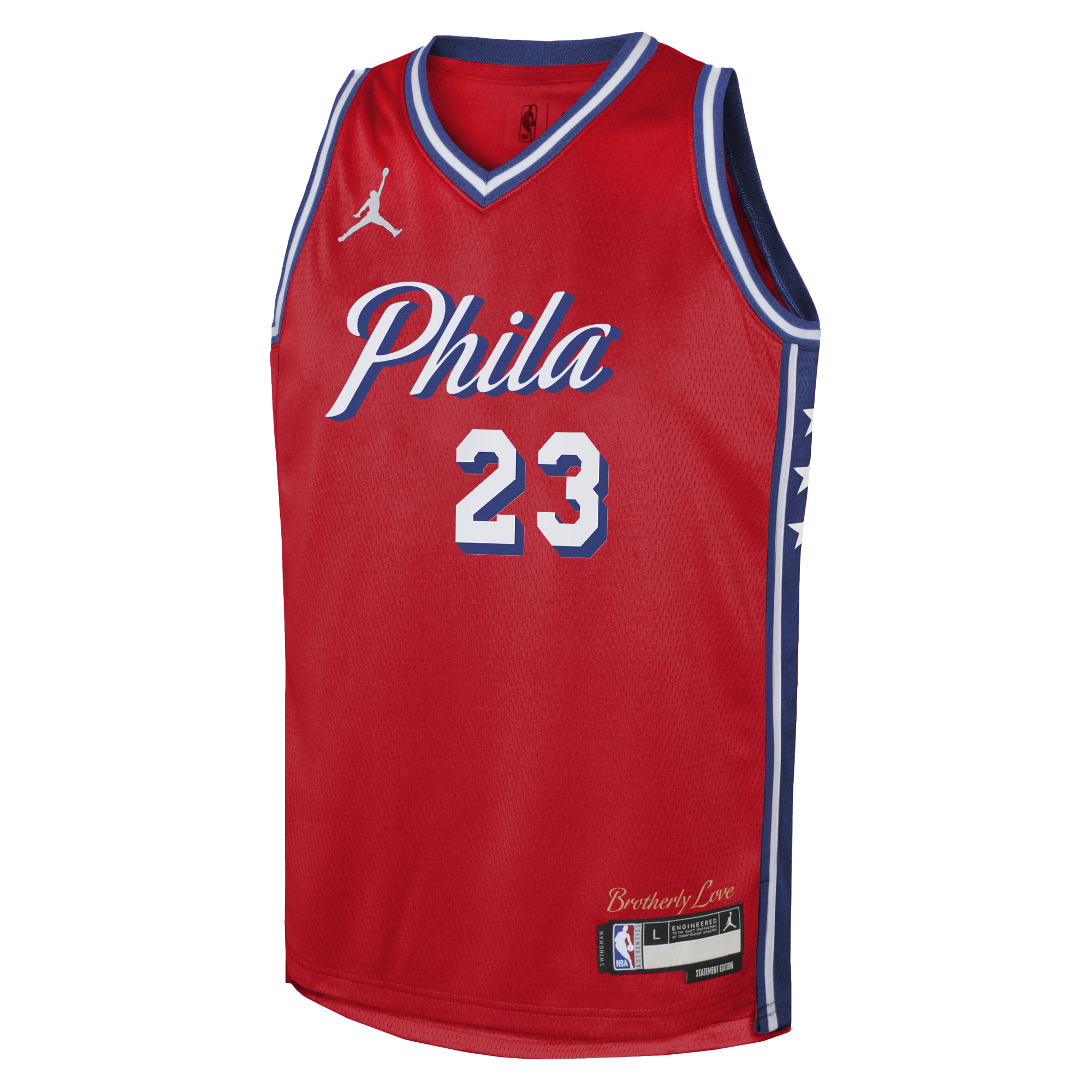 LeBron James Philadelphia 76ers Statement Edition Swingman Jersey - Red - Youth