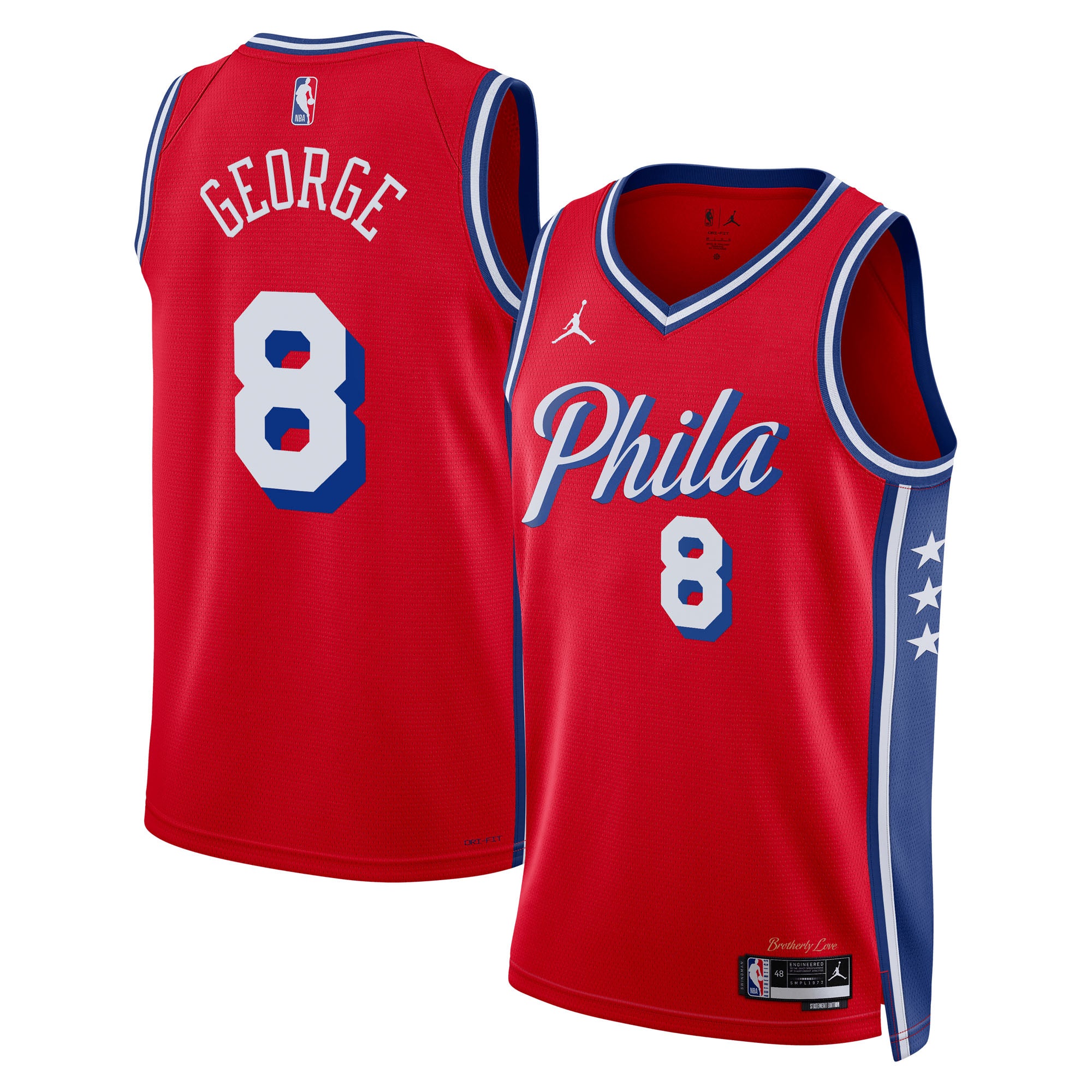 Paul George Philadelphia 76ers Statement Edition Swingman Jersey - Red - Unisex