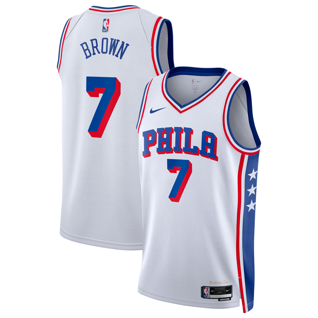Jaylen Brown Philadelphia 76ers Association Edition Swingman Jersey - White - Unisex
