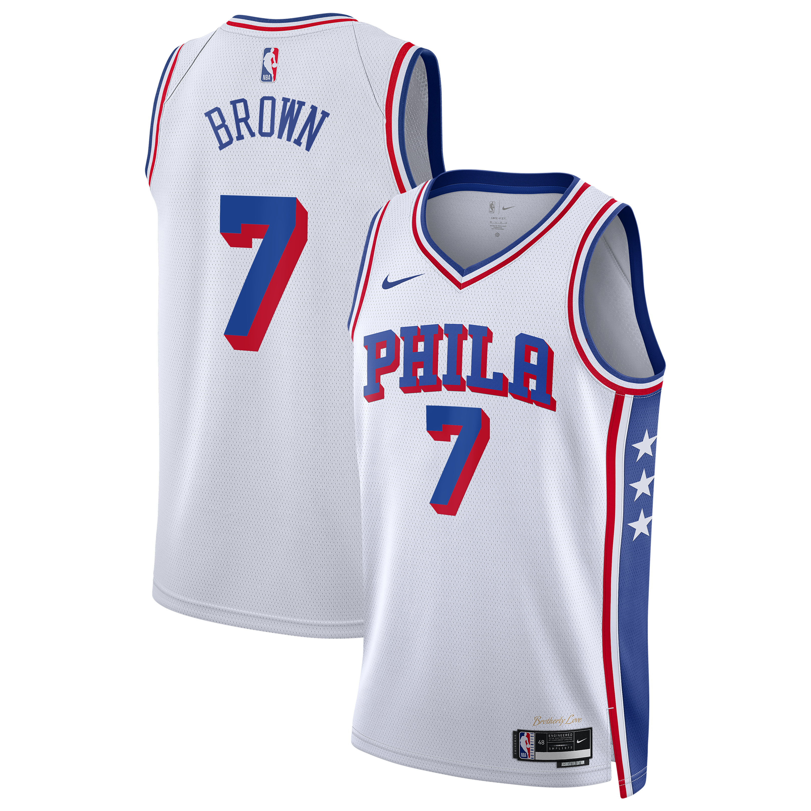 Jaylen Brown Philadelphia 76ers Association Edition Swingman Jersey - White - Unisex