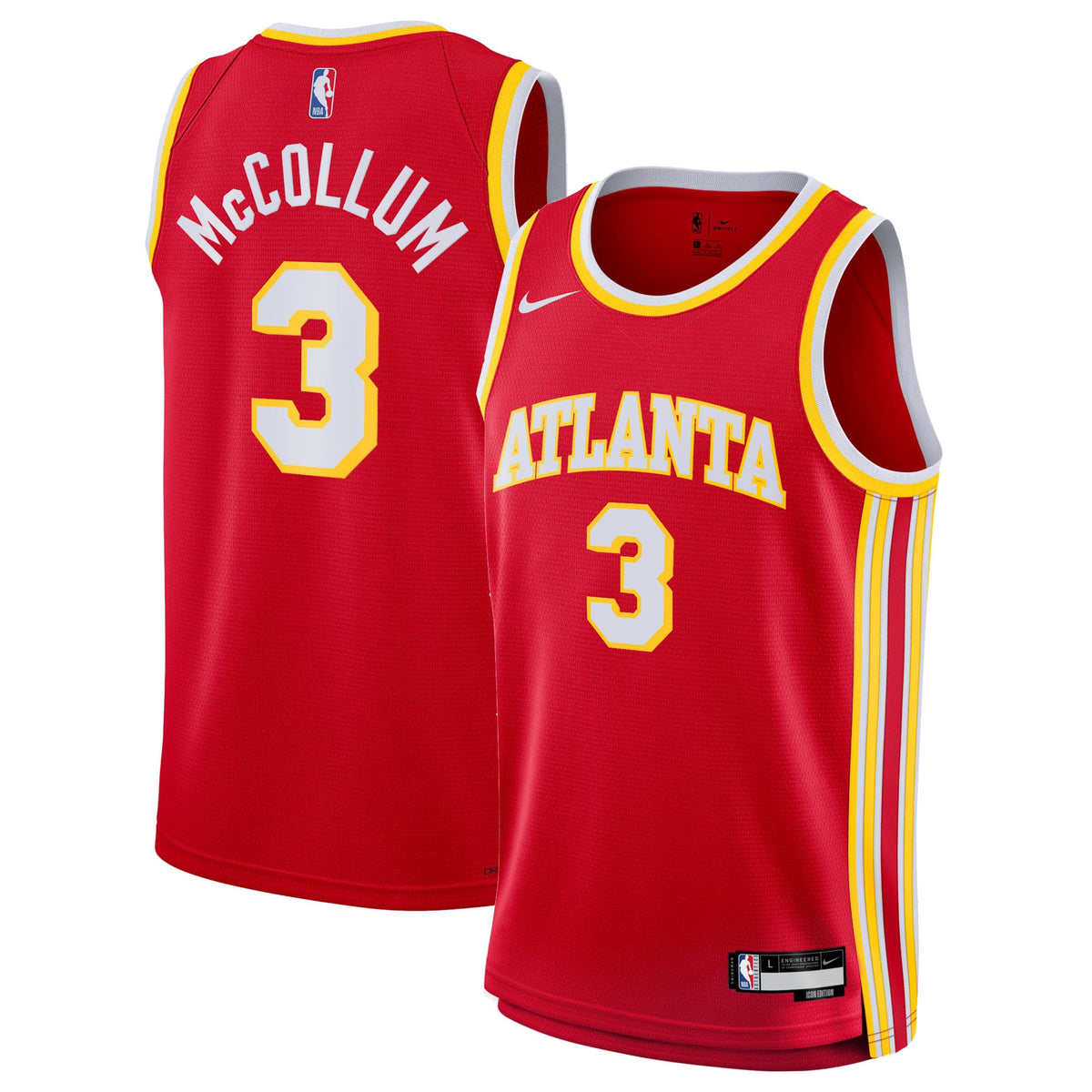 CJ McCollum Atlanta Hawks Icon Edition Swingman Jersey - Red - Youth