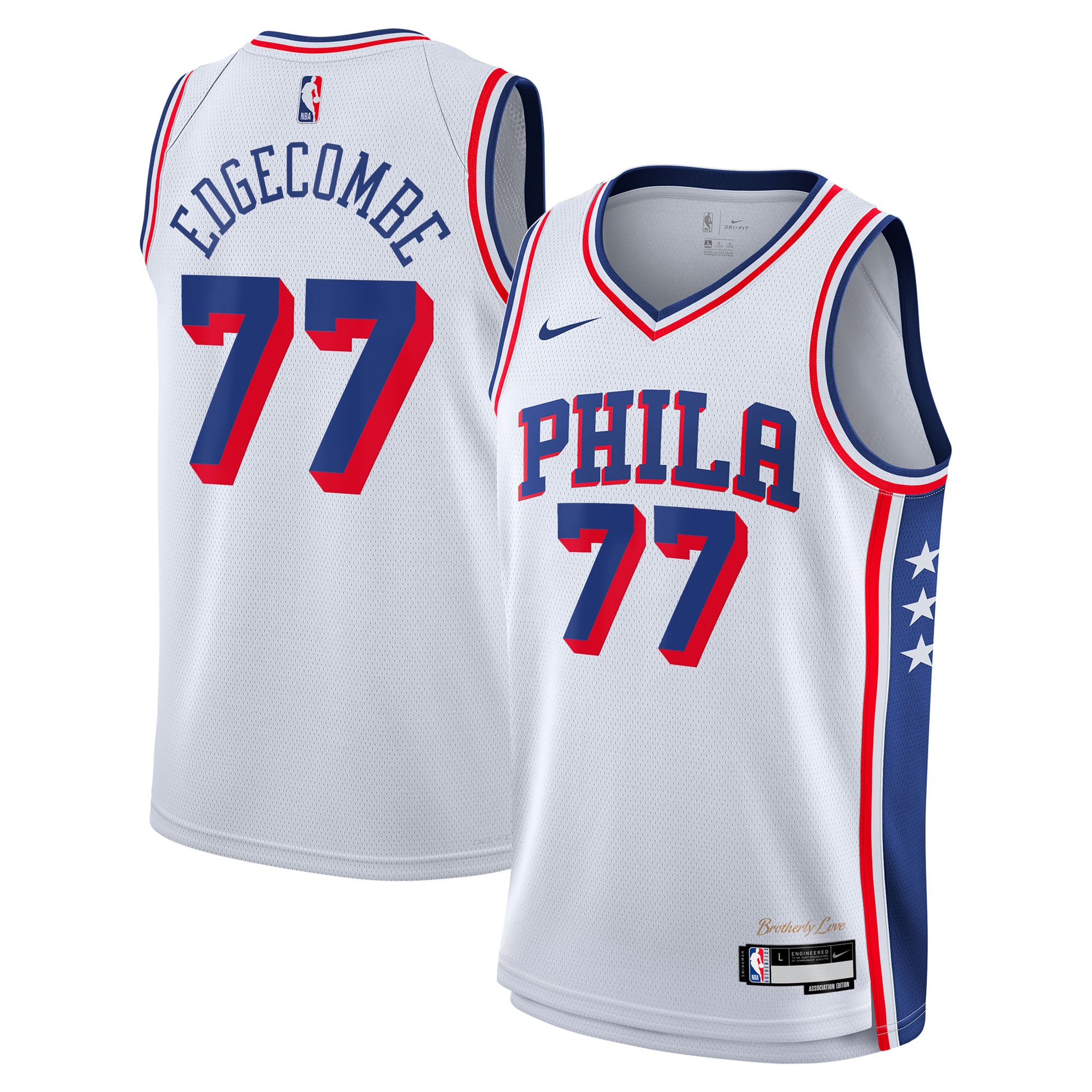 VJ Edgecombe Philadelphia 76ers Association Edition Swingman Jersey - White - Youth